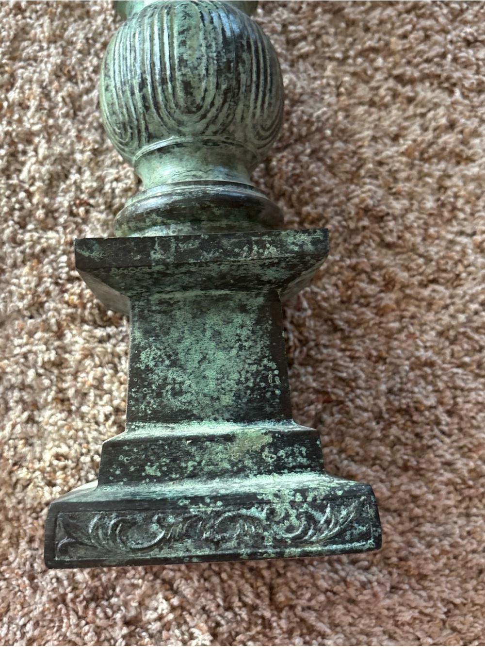 Antique-Style Green Patina Decorative Candlestick Brass - Picture 7 of 12